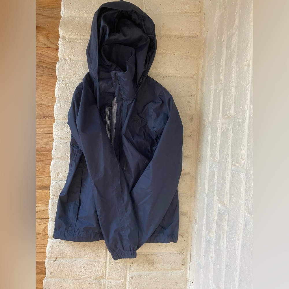 North face navy rain coat. Women’s XS